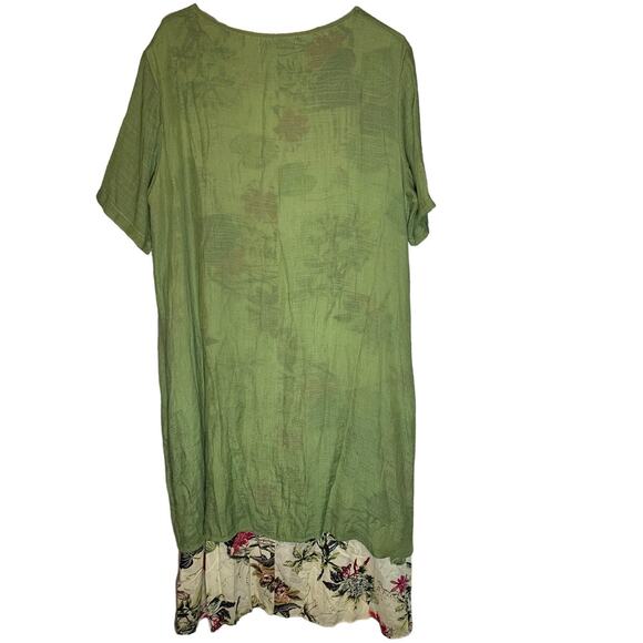 Cellabie Floral Short Sleeve Dress Womens 2XL 100% Cotton Lagenlook tropical - Picture 2 of 9